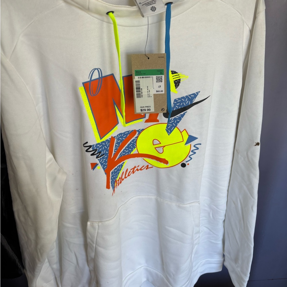 Nike White Hoodie with Neon Accents
